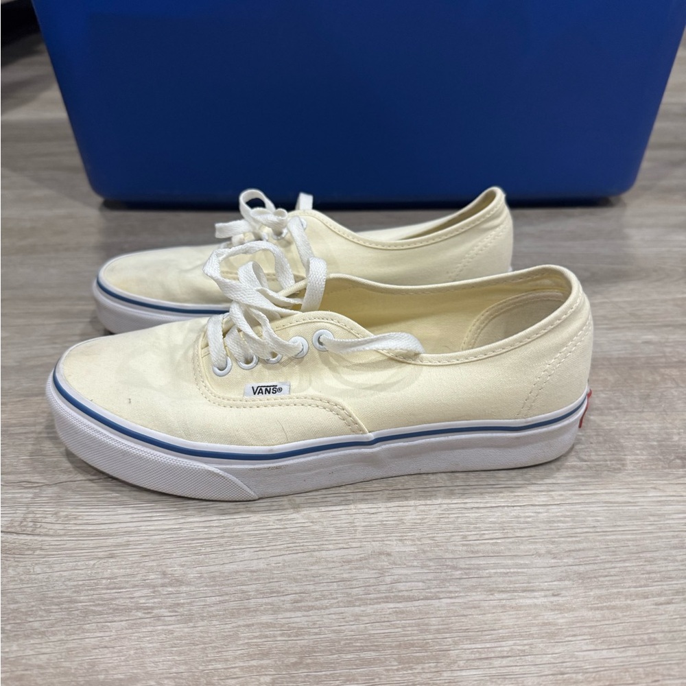 Vans Cream Canvas Sneakers with Waffle Tread